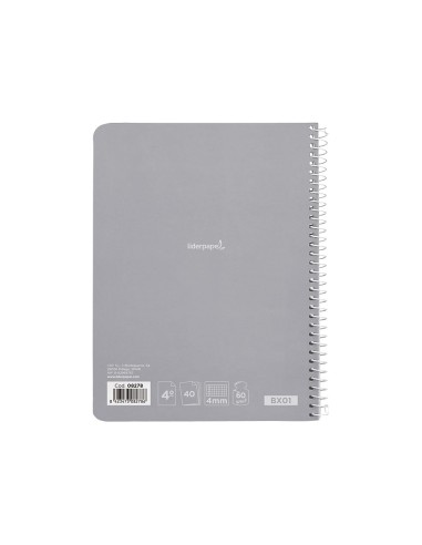 Cuaderno espiral liderpapel cuarto smart tapa blanda 40h 60gr cuadro 4mm con margen colores surtidos