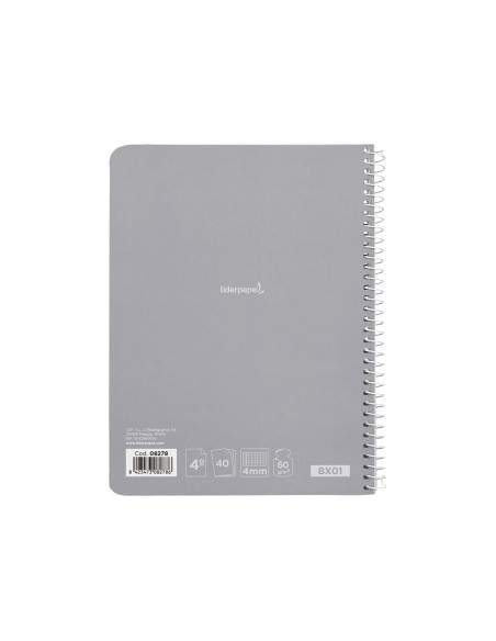 Cuaderno espiral liderpapel cuarto smart tapa blanda 40h 60gr cuadro 4mm con margen colores surtidos