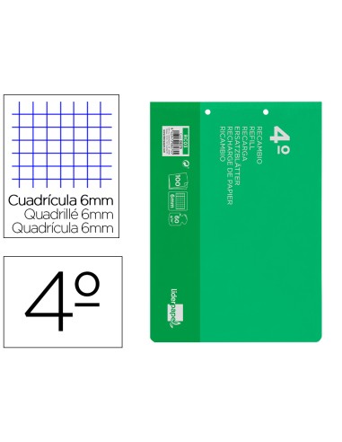 Recambio liderpapel cuarto apaisado 100 h 2tca 07 cuadro 6 mm 2 taladros con margen