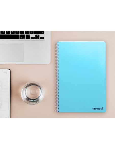 Cuaderno espiral liderpapel folio smart tapa blanda 80h 60gr rayado montessori 35mm con margen colores surtidos