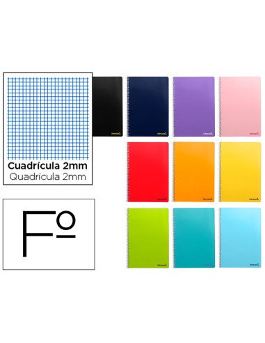 Cuaderno espiral liderpapel folio smart tapa blanda 80h 60gr milimetrado 2mm colores surtidos