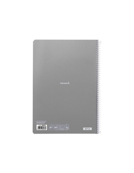 Cuaderno espiral liderpapel folio smart tapa blanda 80h 60gr pauta 35mm con margen colores surtidos