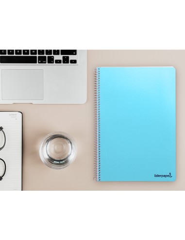 Cuaderno espiral liderpapel folio smart tapa blanda 80h 60gr cuadro 5 mm con margen colores surtidos