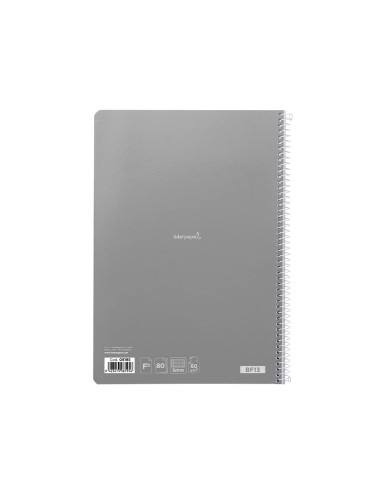 Cuaderno espiral liderpapel folio smart tapa blanda 80h 60gr cuadro 5 mm con margen colores surtidos