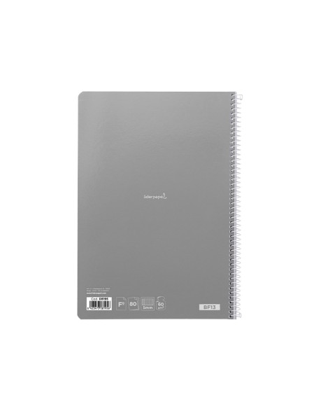 Cuaderno espiral liderpapel folio smart tapa blanda 80h 60gr cuadro 5 mm con margen colores surtidos