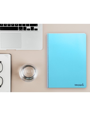 Cuaderno espiral liderpapel a4 micro smart tapa blanda 80h60gr horizontal 7mm doble margen 4 taladros colores