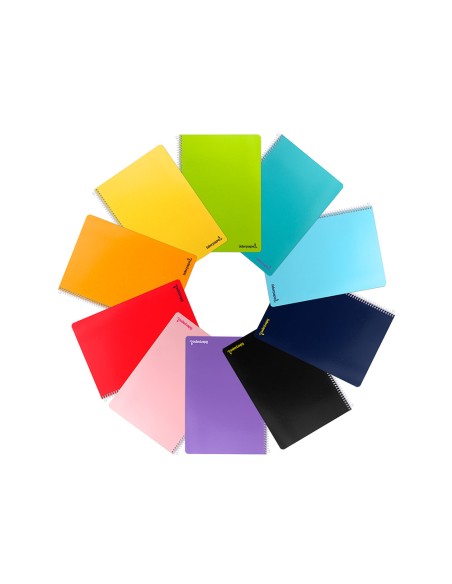 Cuaderno espiral liderpapel a4 micro smart tapa blanda 80h60gr horizontal 7mm doble margen 4 taladros colores