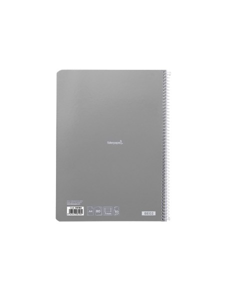 Cuaderno espiral liderpapel a4 micro smart tapa blanda 80h60gr horizontal 7mm doble margen 4 taladros colores