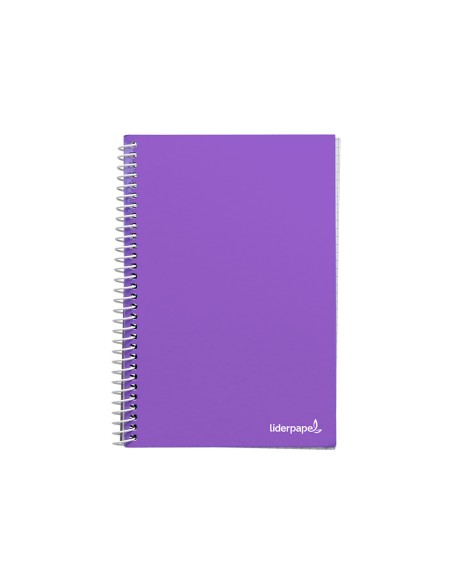 Cuaderno espiral liderpapel a4 micro smart tapa blanda 80h60gr cuadro 5mm doble margen 4 taladros colores surtidos