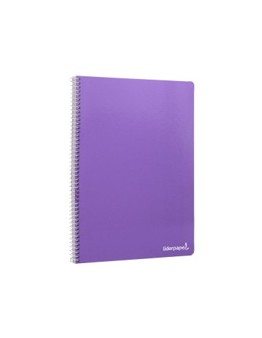 Cuaderno espiral liderpapel folio smart tapa blanda 80h 60gr cuadro 4mm con margen color violeta