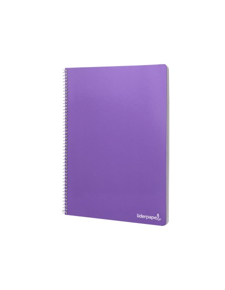 Cuaderno espiral liderpapel folio smart tapa blanda 80h 60gr cuadro 4mm con margen color violeta