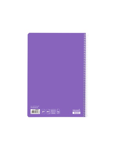 Cuaderno espiral liderpapel folio smart tapa blanda 80h 60gr cuadro 4mm con margen color violeta