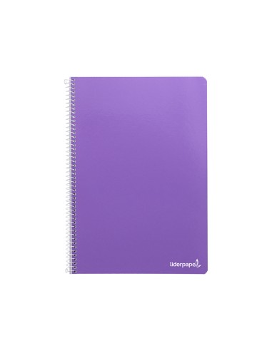 Cuaderno espiral liderpapel folio smart tapa blanda 80h 60gr cuadro 4mm con margen color violeta