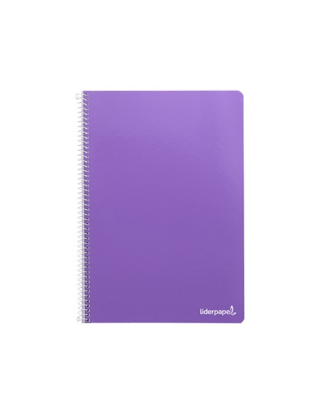 Cuaderno espiral liderpapel folio smart tapa blanda 80h 60gr cuadro 4mm con margen color violeta