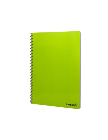 Cuaderno espiral liderpapel folio smart tapa blanda 80h 60gr cuadro 4mm con margen color verde