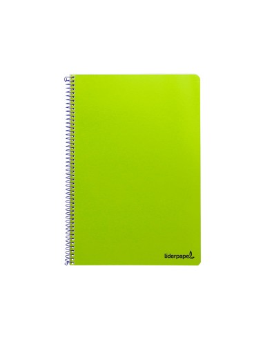 Cuaderno espiral liderpapel folio smart tapa blanda 80h 60gr cuadro 4mm con margen color verde