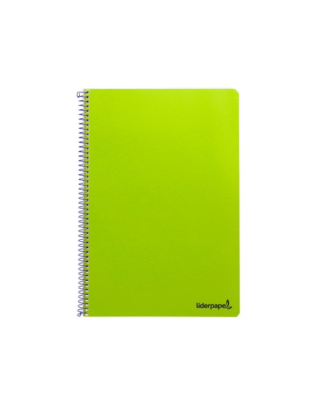 Cuaderno espiral liderpapel folio smart tapa blanda 80h 60gr cuadro 4mm con margen color verde