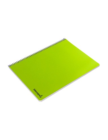 Cuaderno espiral liderpapel folio smart tapa blanda 80h 60gr cuadro 4mm con margen color verde