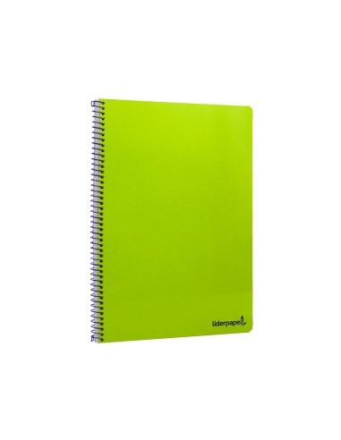 Cuaderno espiral liderpapel folio smart tapa blanda 80h 60gr cuadro 4mm con margen color verde