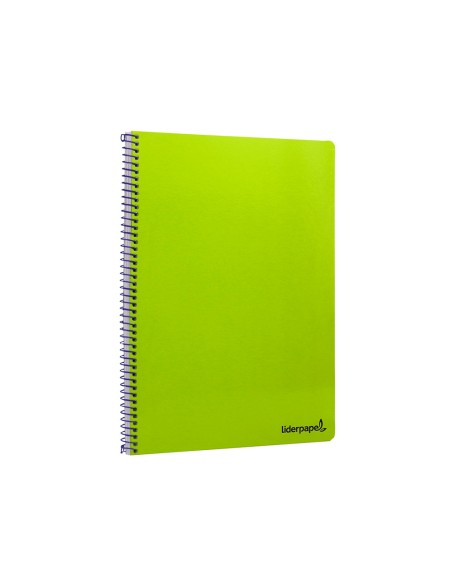Cuaderno espiral liderpapel folio smart tapa blanda 80h 60gr cuadro 4mm con margen color verde