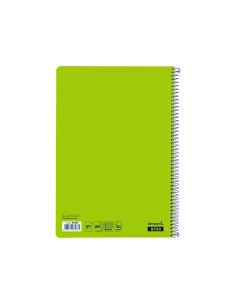 Cuaderno espiral liderpapel folio smart tapa blanda 80h 60gr cuadro 4mm con margen color verde