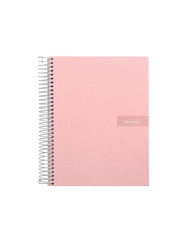 Cuaderno espiral liderpapel a4 micro crafty tapa forrada 120h 90 gr cuadro 5 mm 5 bandas 4 colores color rosa