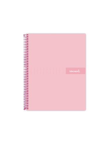 Cuaderno espiral liderpapel a4 micro crafty tapa forrada 120h 90 gr cuadro 5 mm 5 bandas 4 colores color rosa