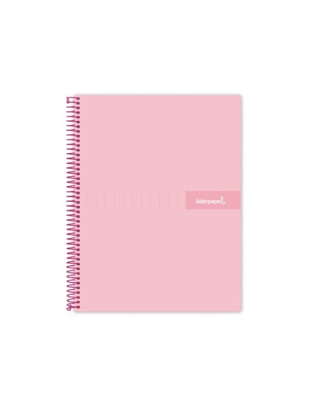 Cuaderno espiral liderpapel a4 micro crafty tapa forrada 120h 90 gr cuadro 5 mm 5 bandas 4 colores color rosa