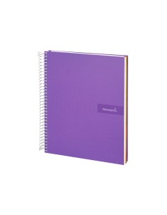 Cuaderno espiral liderpapel a4 micro crafty tapa forrada 120h 90gr cuadro 5mm 5 bandas 4 taladros color violeta