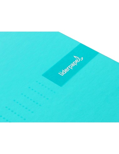 Cuaderno espiral liderpapel a4 micro crafty tapa forrada 120h 90gr cuadro 5mm 5 bandas 4 taladros color turquesa
