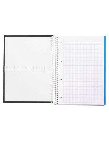 Cuaderno espiral liderpapel a4 micro crafty tapa forrada 120h 90 gr cuadro 5 mm 5 bandas 4 colores color negro