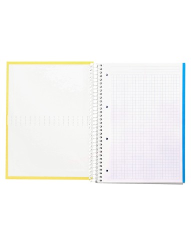 Cuaderno espiral liderpapel a4 micro crafty tapa forrada 120h 90gr cuadro 5mm 5 bandas 4 taladros color amarillo