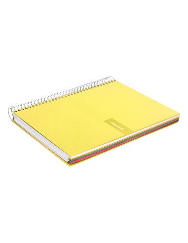Cuaderno espiral liderpapel a4 micro crafty tapa forrada 120h 90gr cuadro 5mm 5 bandas 4 taladros color amarillo