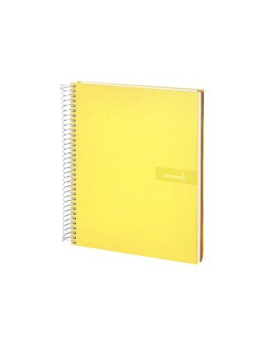 Cuaderno espiral liderpapel a4 micro crafty tapa forrada 120h 90gr cuadro 5mm 5 bandas 4 taladros color amarillo
