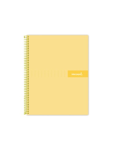 Cuaderno espiral liderpapel a4 micro crafty tapa forrada 120h 90gr cuadro 5mm 5 bandas 4 taladros color amarillo