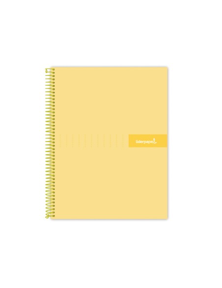 Cuaderno espiral liderpapel a4 micro crafty tapa forrada 120h 90gr cuadro 5mm 5 bandas 4 taladros color amarillo
