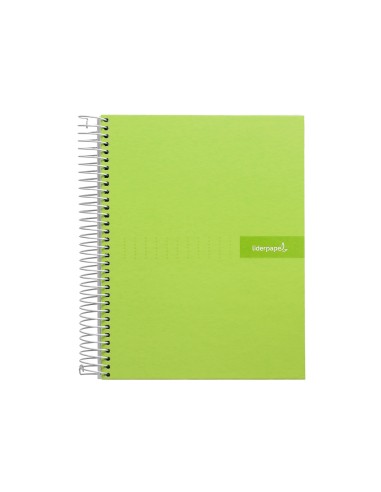 Cuaderno espiral liderpapel a4 micro crafty tapa forrada 120h 90 gr cuadro 5 mm 5 bandas 4 colores color verde