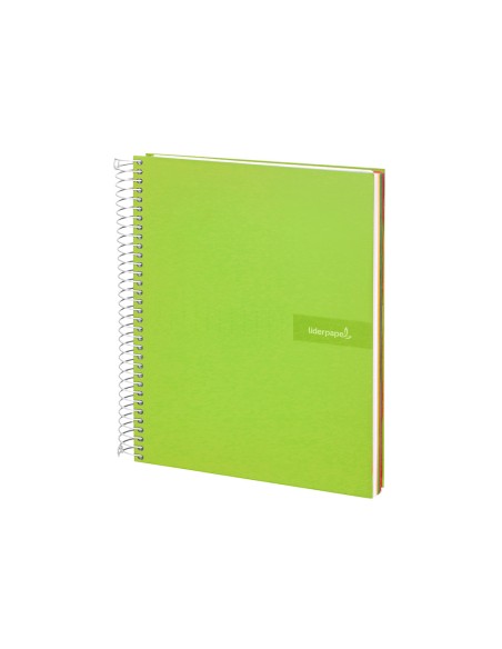 Cuaderno espiral liderpapel a4 micro crafty tapa forrada 120h 90 gr cuadro 5 mm 5 bandas 4 colores color verde