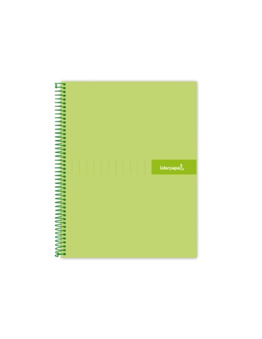 Cuaderno espiral liderpapel a4 micro crafty tapa forrada 120h 90 gr cuadro 5 mm 5 bandas 4 colores color verde