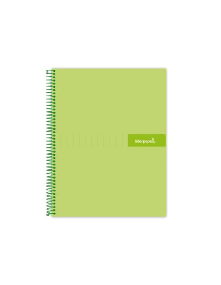 Cuaderno espiral liderpapel a4 micro crafty tapa forrada 120h 90 gr cuadro 5 mm 5 bandas 4 colores color verde