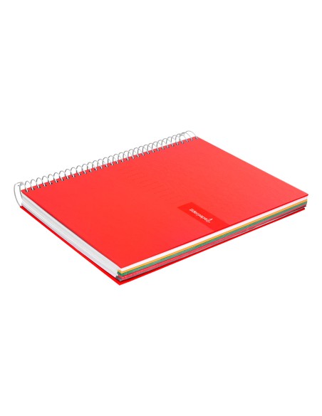 Cuaderno espiral liderpapel a4 micro crafty tapa forrada 120h 90 gr cuadro 5 mm 5 bandas 4 colores color rojo
