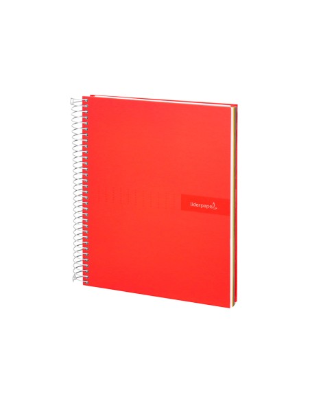 Cuaderno espiral liderpapel a4 micro crafty tapa forrada 120h 90 gr cuadro 5 mm 5 bandas 4 colores color rojo