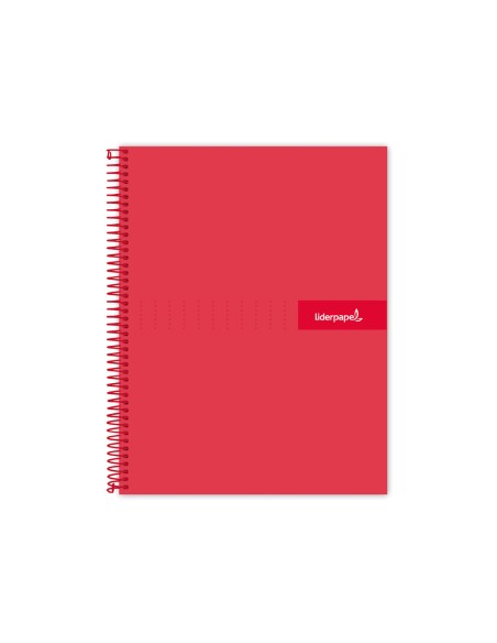 Cuaderno espiral liderpapel a4 micro crafty tapa forrada 120h 90 gr cuadro 5 mm 5 bandas 4 colores color rojo