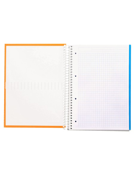 Cuaderno espiral liderpapel a4 micro crafty tapa forrada 120h 90 gr cuadro 5 mm 5 bandas 4 colores color naranja