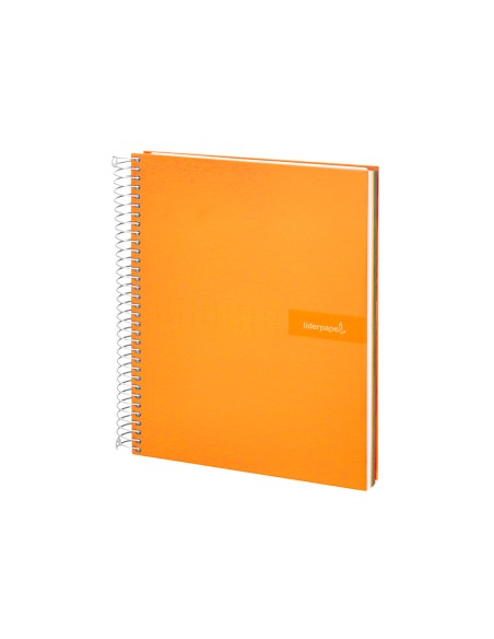 Cuaderno espiral liderpapel a4 micro crafty tapa forrada 120h 90 gr cuadro 5 mm 5 bandas 4 colores color naranja
