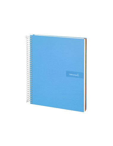 Cuaderno espiral liderpapel a4 micro crafty tapa forrada 120h 90 gr cuadro 5 mm 5 bandas 4 colores celeste