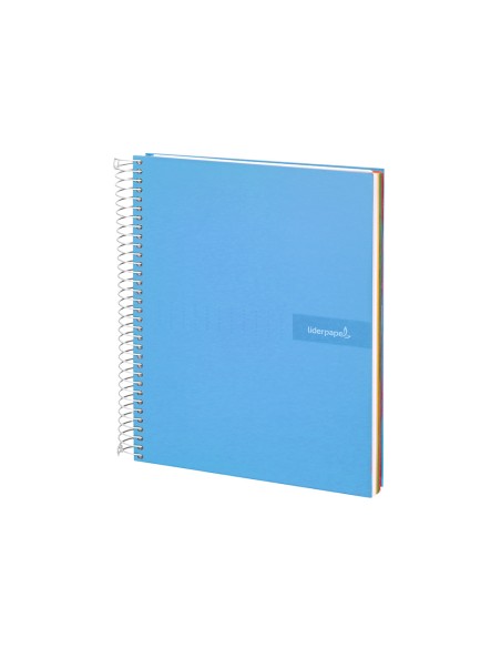 Cuaderno espiral liderpapel a4 micro crafty tapa forrada 120h 90 gr cuadro 5 mm 5 bandas 4 colores celeste