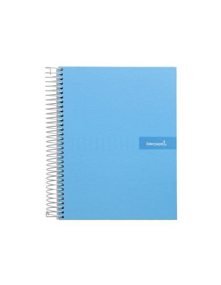 Cuaderno espiral liderpapel a4 micro crafty tapa forrada 120h 90 gr cuadro 5 mm 5 bandas 4 colores celeste