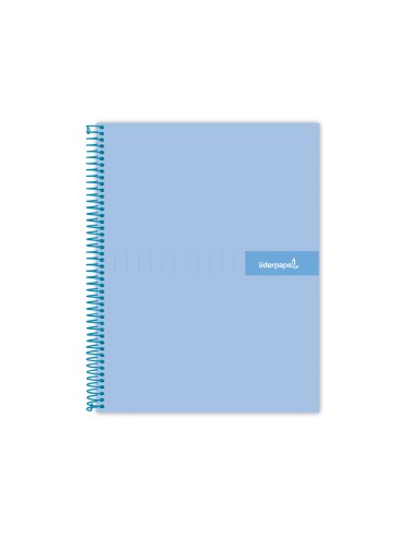 Cuaderno espiral liderpapel a4 micro crafty tapa forrada 120h 90 gr cuadro 5 mm 5 bandas 4 colores celeste