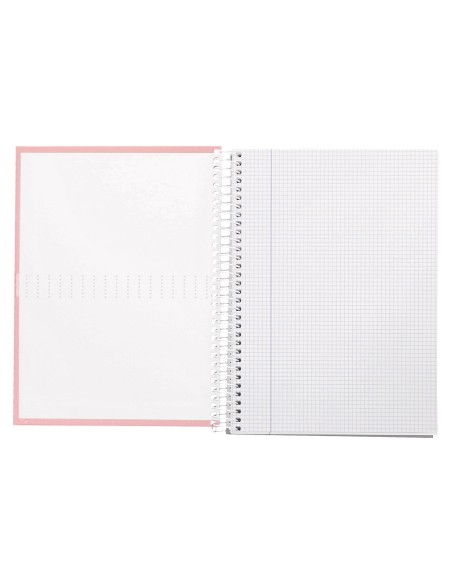 Cuaderno espiral liderpapel a4 crafty tapa forrada 80h 90 gr cuadro 4mm con margen color rosa